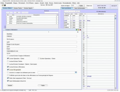 mise à jour comptes utilisateurs gestion des temps passés Séquora mac et pc 