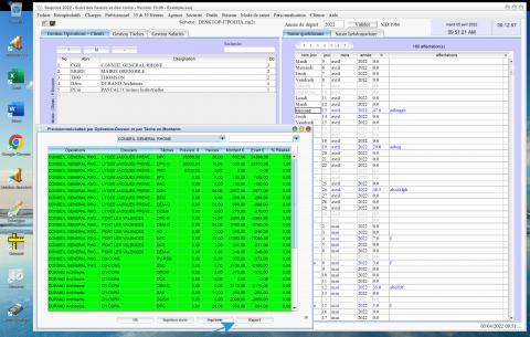 Export du prévisionnel des opérations/dossiers par tâche du logiciel de pointage des heures Séquora Mac et PC 18.06